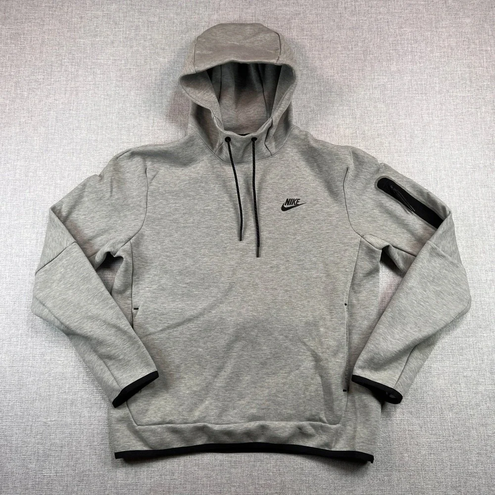 Nike Tech Fleece Pullover Hoodie Men Medium‎ Gray Athleisure DD5174-063 Sporty
